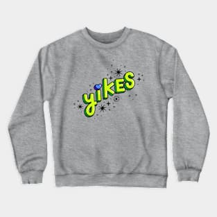 Yikes 3D Cartoon Lettering in Neon Green Crewneck Sweatshirt